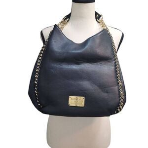 Bebe Black w/ Gold Chain Hobo Shoulder Bag Purse